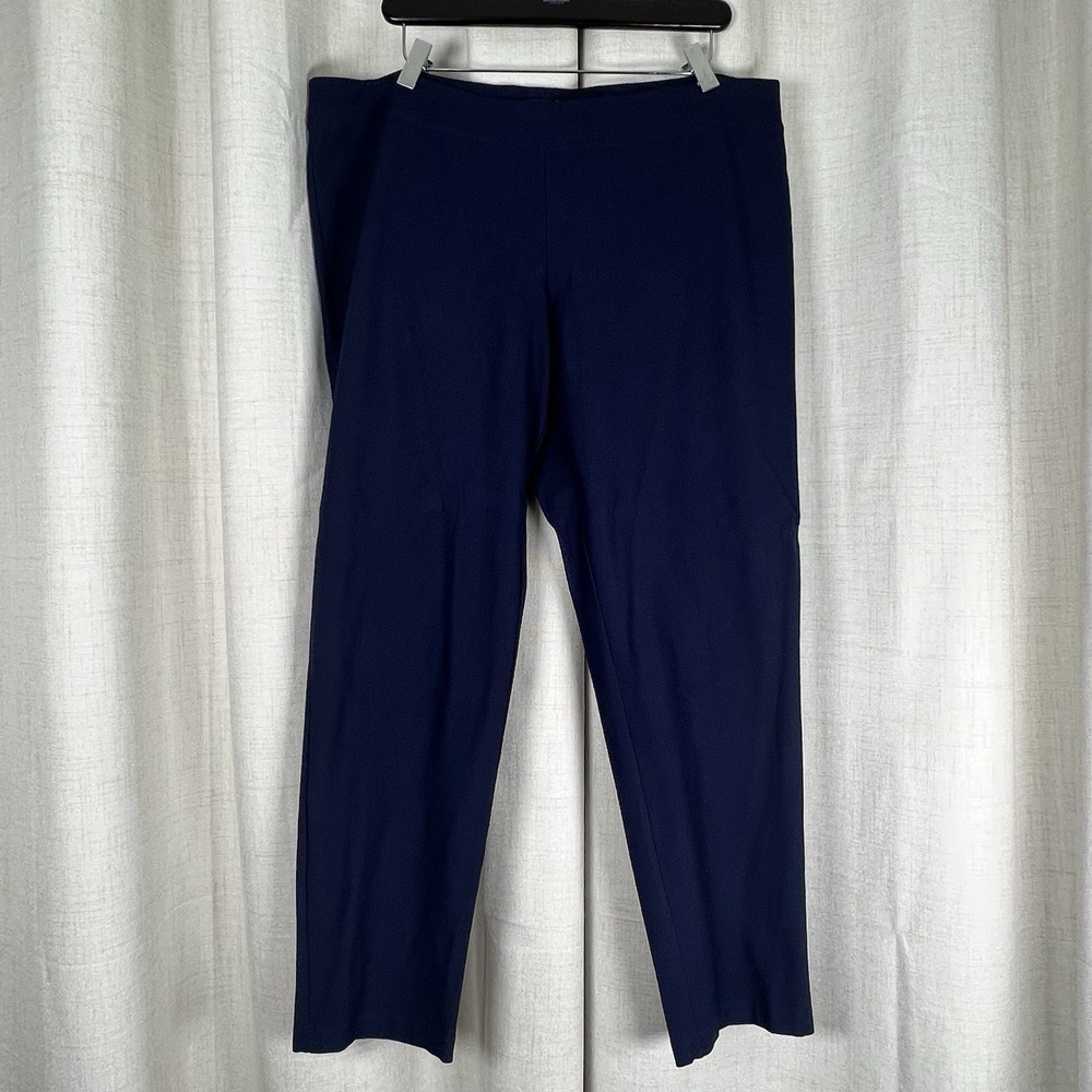 Eileen Fisher Pull On Pants Navy Blue Women's Size XL Elastic Waistband Casual